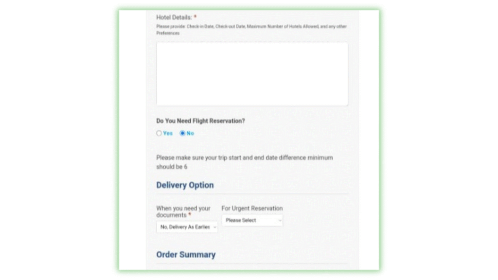 hotel booking form steps