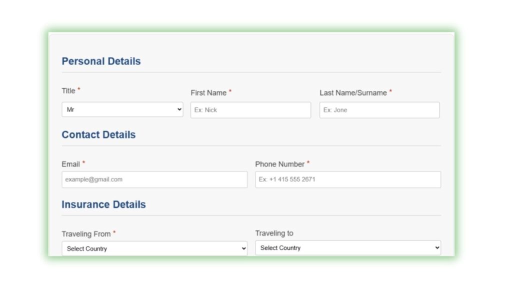medical travel insurance step 2