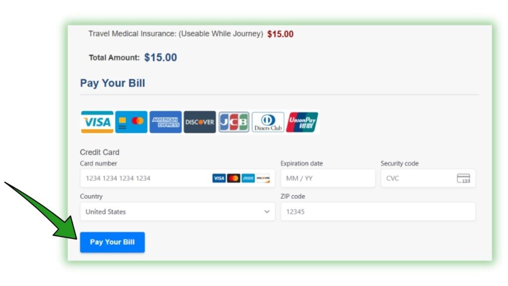 medical travel insurance form step 6